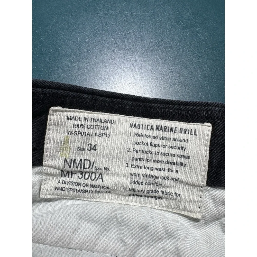 Vtg Nautica Marine Drill Pants 34x32 Black Baggy Relaxed Fit Military NMD MF300A